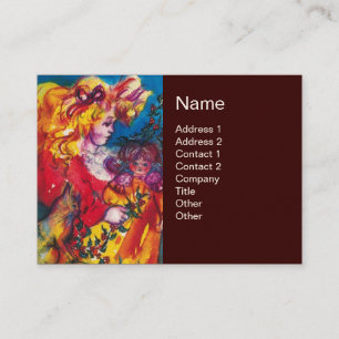 KLEINE MEISJE, KAT EN  DOLL Geel bruin Visitekaartje