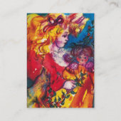 KLEINE MEISJE, KAT EN DOLL Geel rood Visitekaartje (Achterkant)