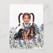 Kleine Meisje met Dachshund Puppies Briefkaart (Voorkant)