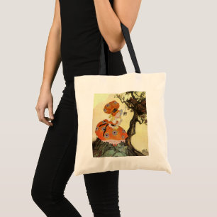 Kleine Meisje Muffet & Spin, Vintage Mother Goose Tote Bag
