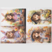 Kleine Meisje op Pasen Collage 1 Decoupage Papier (Voorkant)