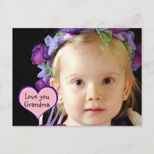 Kleine meisje roze hart "hou van je oma" briefkaart