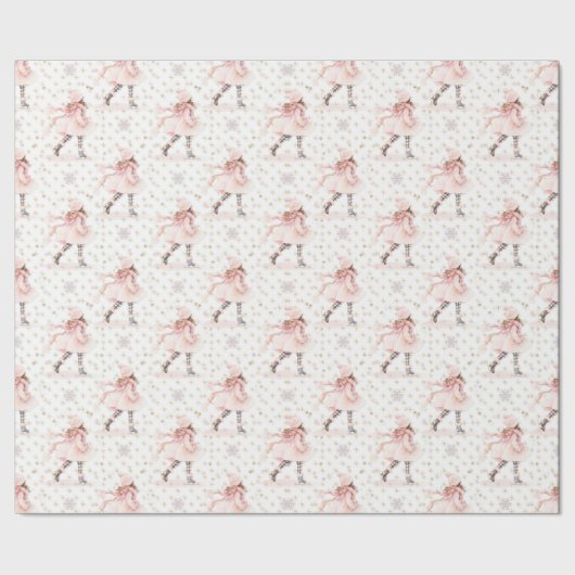 Kleine Meisje Roze Kerstmis Cadeaupapier (Zoom)