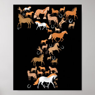 Kleine meisjes 7 jaar oud 7e verjaardag paard Grap Poster