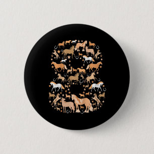 Kleine meisjes 8 jaar oud 8e verjaardag paard Grap Ronde Button 5,7 Cm