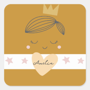 Kleine Meisjes Boho Prinses Vierkante Sticker