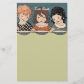  kleine meisjes die soep drie zussen eten briefpapier (Voorkant)