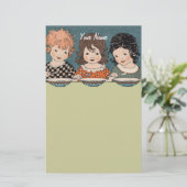  kleine meisjes die soep drie zussen eten briefpapier (Staand voorkant)