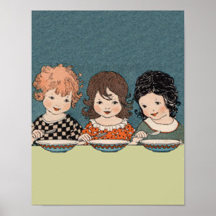  kleine meisjes die soep drie zussen eten poster