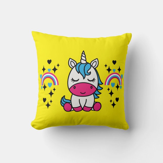 Kleine Meisjes Eenhoorn Pony Kussen (Voorkant)