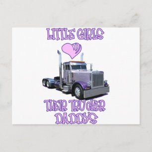 Kleine meisjes houden van hun truckerreclame briefkaart