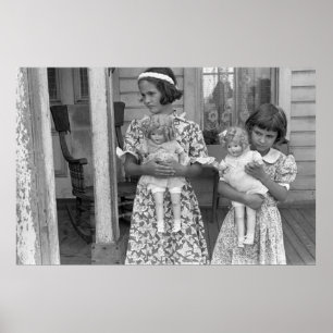 Kleine meisjes met Dolls, jaren dertig Poster