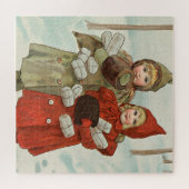 kleine meisjes met pakketten legpuzzel (Horizontaal)