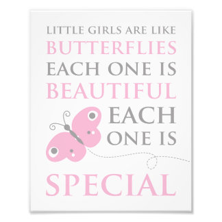 Kleine meisjes zijn net als Butterflies roze foto' Foto Afdruk