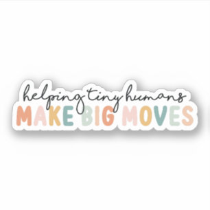 Kleine mensen helpen grote bewegingen Kinder te ma Sticker