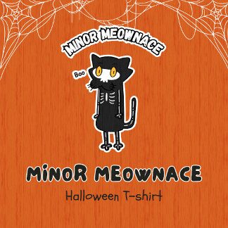 Kleine Meownace Boo Spooky Skelet Kat Halloween T-shirt