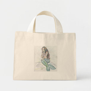Kleine Mermaid Custom Art Gepersonaliseerde Canvas Mini Tote Bag