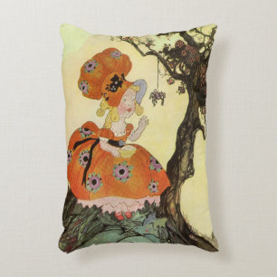 Kleine Mevrouw Muffet & Spin, Vintage Mother Goose Accent Kussen