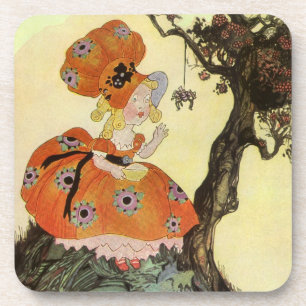Kleine Mevrouw Muffet & Spin, Vintage Mother Goose Onderzetter