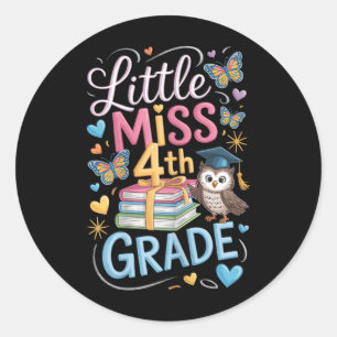 Kleine Miss 4e klas terug naar school Schattige 4e Ronde Sticker