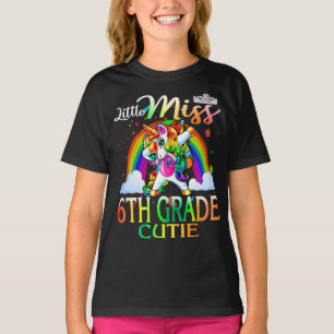 Kleine Miss 6e Grade Cutie Eenhoorn Regenboog T-shirt