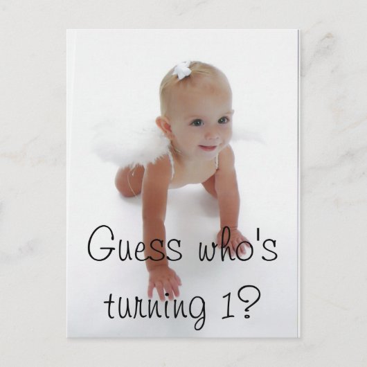 Kleine Miss Angel, raad eens wie er 1 wordt? Uitnodiging Briefkaart (Voorkant)