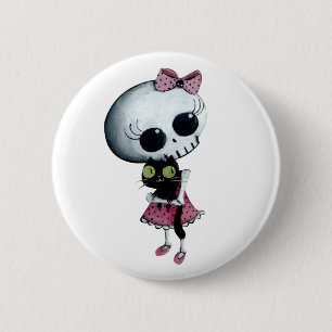 Kleine Miss Death - Hallowen Beauty Ronde Button 5,7 Cm
