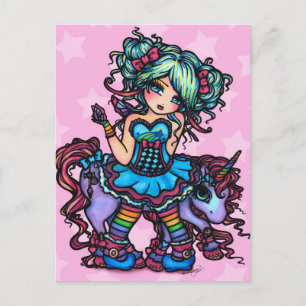 Kleine Miss Deelish Fairy Unicorn Princess Fantasy Briefkaart