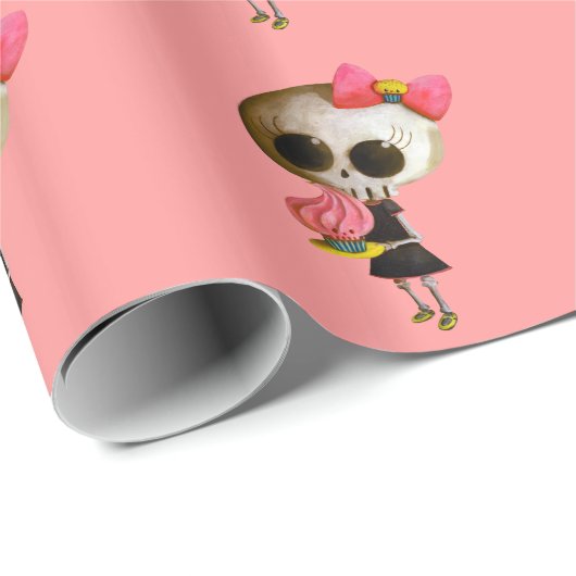 Kleine Miss Dood met Cupcake Cadeaupapier (Rol Hoek)