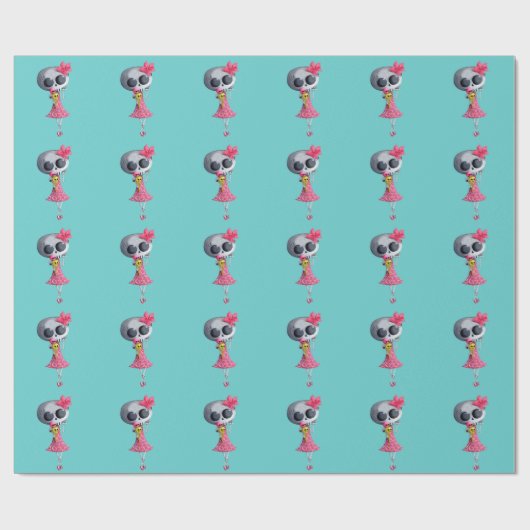 Kleine Miss Dood met Halloween Ice Cream Cadeaupapier (Vlak)