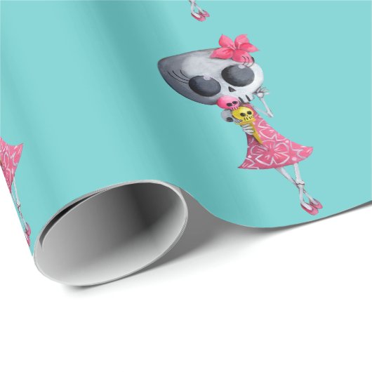 Kleine Miss Dood met Halloween Ice Cream Cadeaupapier (Rol Hoek)