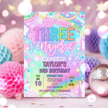 Kleine Miss Drie-nage Neon Regenboog 3e Verjaardag