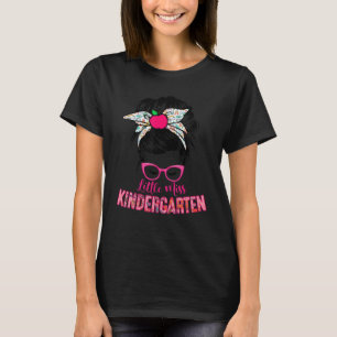 Kleine Miss Kleuterschool Messy Bun Meisjes Roze T T-shirt