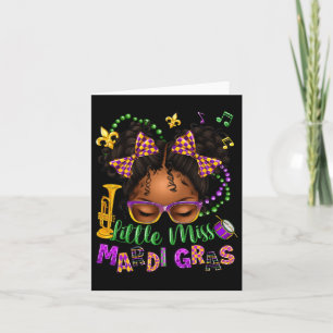 Kleine Miss Mardi Gras Afro Messy Bun Meisjes Kind Kaart