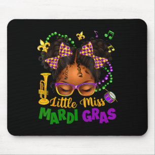 Kleine Miss Mardi Gras Afro Messy Bun Meisjes Kind Muismat