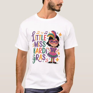 Kleine Miss Mardi Gras Feestelijke Viering Ontwerp T-shirt