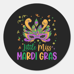 Kleine Miss Mardi Gras Schattigee Outfit Meisjes P Ronde Sticker