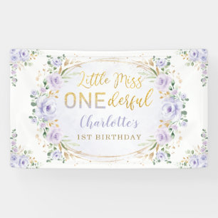 Kleine Miss ONEderful Birthday Paars Gold Floral Spandoek