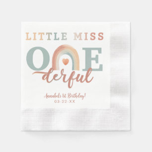 Kleine Miss Onederful Boho Rainbow Verjaardag serv Servet