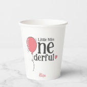 Kleine Miss Onederful Eerste Verjaardag Roze Custo Papieren Bekers (Voorkant)