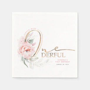 Kleine Miss Onederful Schattigee Bloemen 1e Verjaa Servet