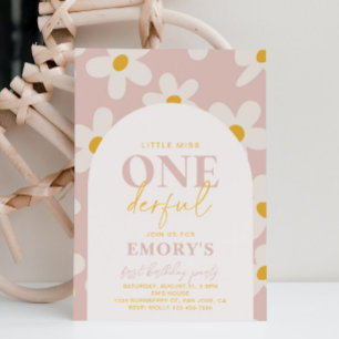 Kleine Miss Onederful uitnodiging   Retrobloem