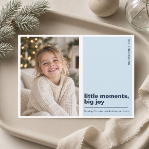 Kleine Momenten, Groot Geluk Blauwe Kerst Foto Kaa Feestdagenkaart