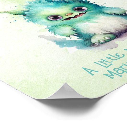 Kleine Monster Boy Baby shower Favors Poster (Hoek)