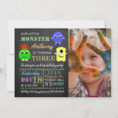 Kleine Monster Chalkboard Elke leeftijd foto Kaart (Voorkant)