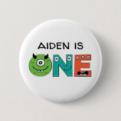 Kleine Monster Eerste Verjaardag Button (Voorkant)