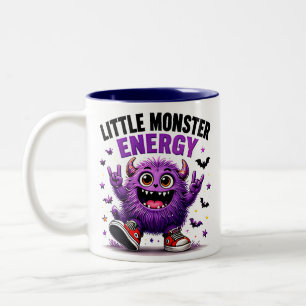 Kleine Monster Energie Grappige Paarse Halloween Tweekleurige Koffiemok