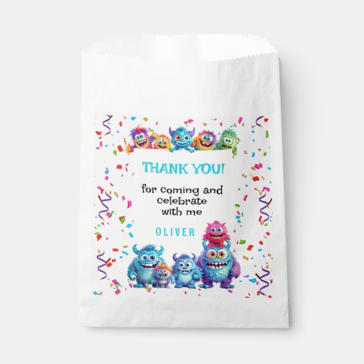 Kleine Monster Jongen Kleurrijke Verjaardagsgunstt Bedankzakje