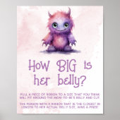 Kleine Monster Meisje Baby shower Grote Buik Teken Poster (Voorkant)