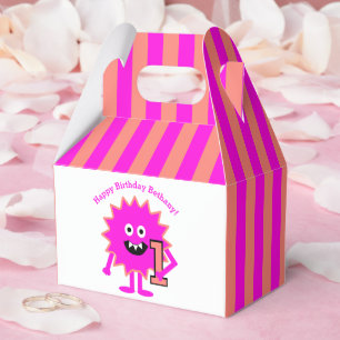 Kleine Monster Meisje Schattige 1e Verjaardag Roze Bedankdoosjes
